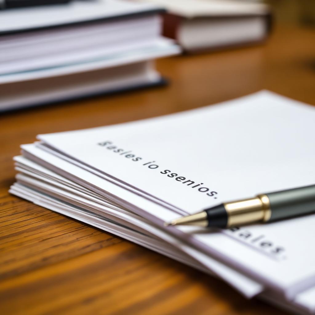 Stack of past examination question papers on a desk